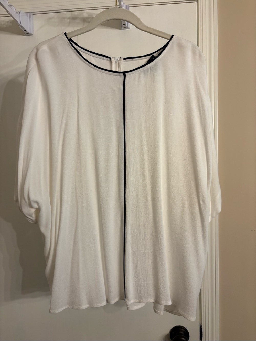 Tribal White Blouse with Black Piping
